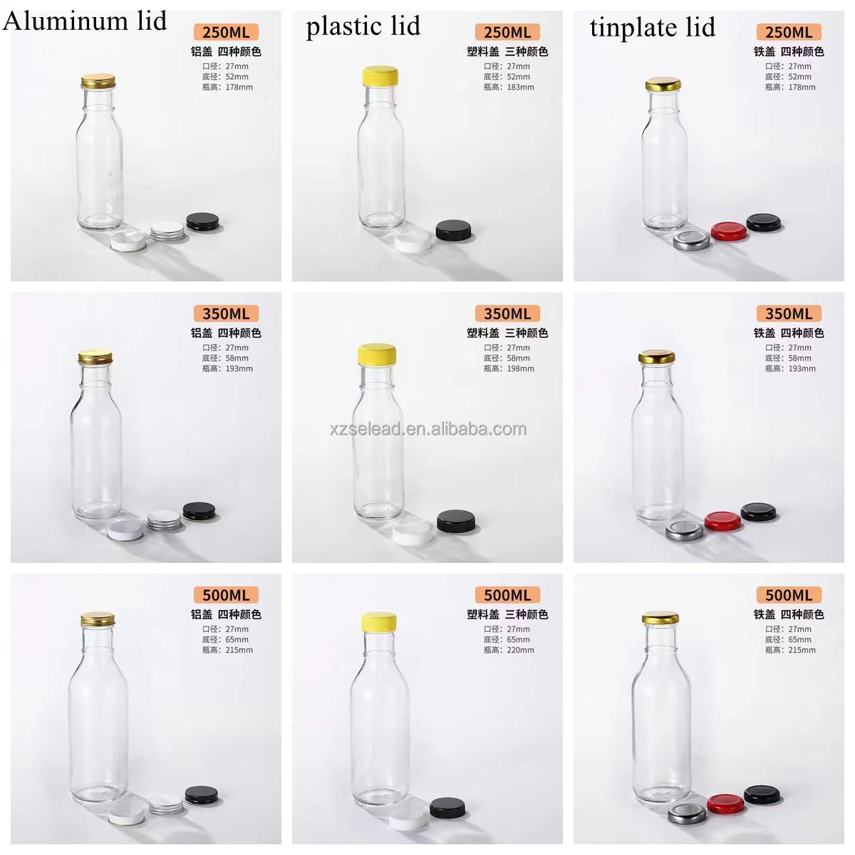 8oz 12oz 16oz Hot Sauce Tomato Chili Tahini Peanut Sauce Clear Glass Ketchup Bottle with Lid