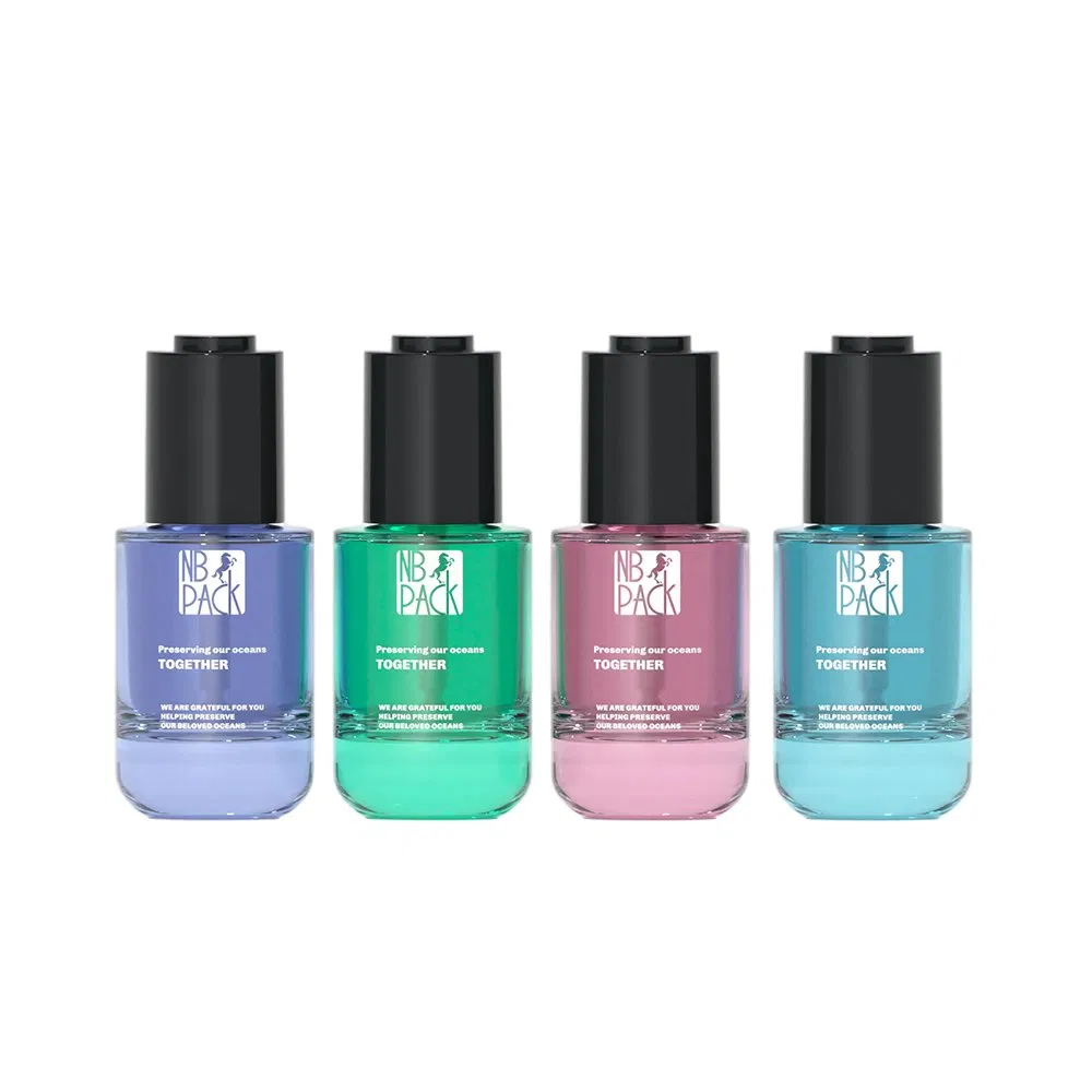 5ml 10ml 15ml Glass Dropper Bottle with Aluminum Collar and Customized Dropper Cap for Oils