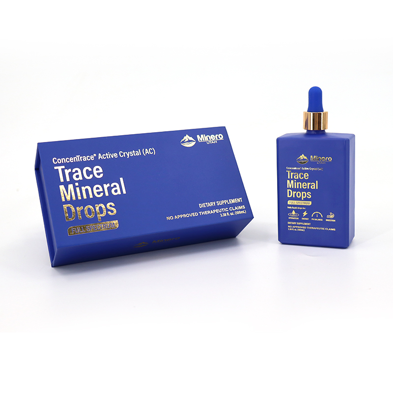 Custom Navy Blue 100 Ml Luxury Flat Square 50ml Navy Blue Essential Oil Dropper Bottle Rectangle Skin Care Serum Dropper Glass Bottle 100ml with Box