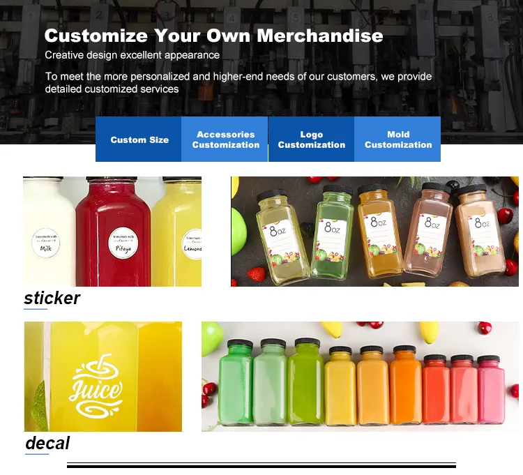 Flat Custom Logo Glass Bottle