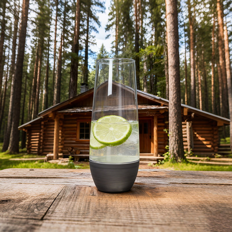 Colored Bottom Pet Stemless Glass 9oz Reusable Plastic Wine &amp; Cocktail Cups Bulk