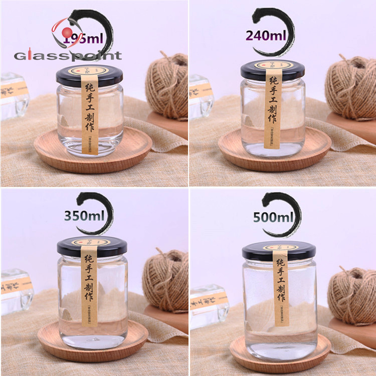 150ml Empty Round Clear Food Storage Sauce Glass Bottle Honey Glass Jar