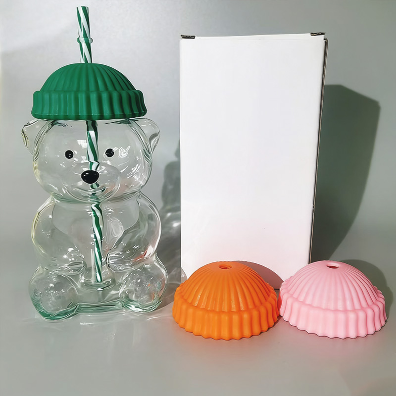 Business Birthday Christmas Gift 580ml High Borosilicate Glass Fruit Juice Empty Wholesale Glass Bottle with Gift Box and Silicone Lid