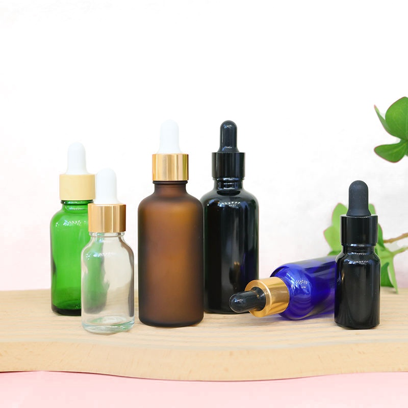 5ml 10ml 15ml 30ml 50ml 100ml Brown Amber Flint Frosted Cosmetic Vials Essential Oil Hair Oil Spray Dropper Drop Glass Bottle for Skin Care Con Gotero