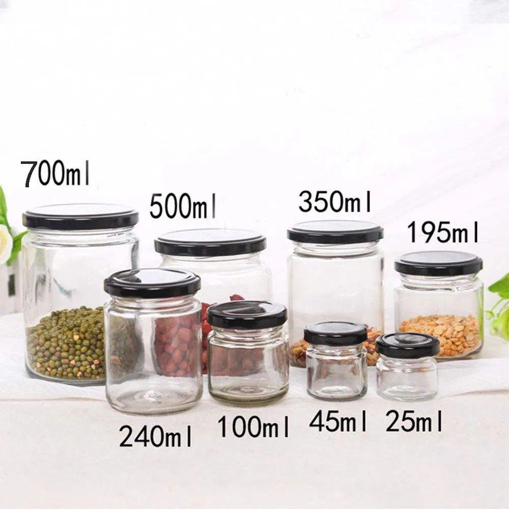100ml 120ml 200ml 212ml 250ml 280ml 380ml 400ml 500ml 1000ml Honey Jam Spice Candle Canning Pickles Food Storage Pot Container Can Mason Metal Lid Glass Jar