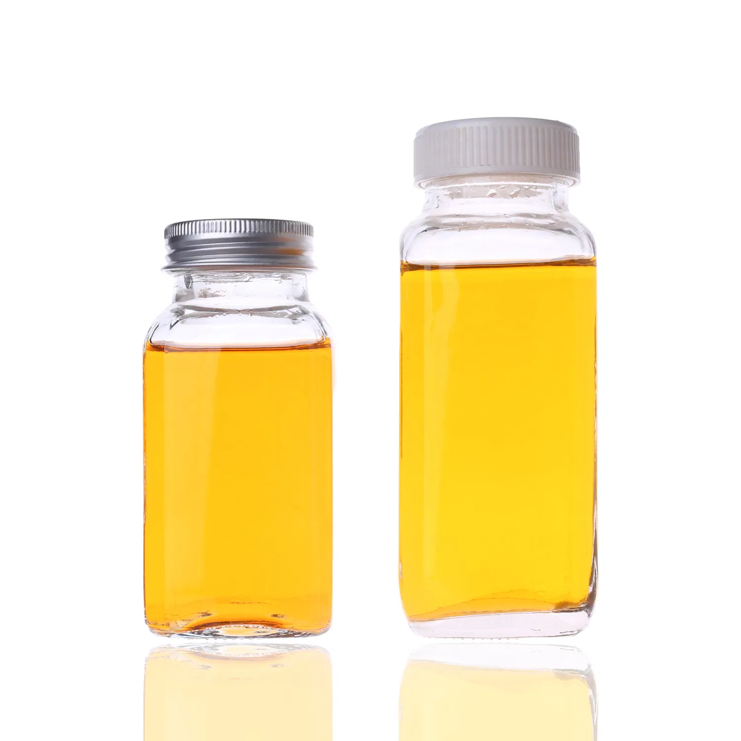 Square Empty Milk Fruit Juice Drink Glass Bottles Screen Printing Beverage Bottle