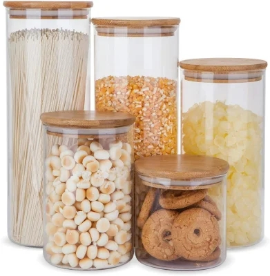 Food Safe Grade Glass Bottle Glassware with Bamboo Cap