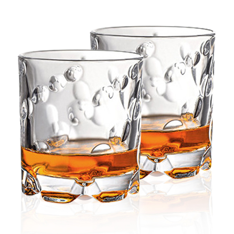 Free Sample 10oz Luxury Shot Glasses Round Bottom Unique Shaped Drinking Glass Rotate Tumbler Whiskey Glass