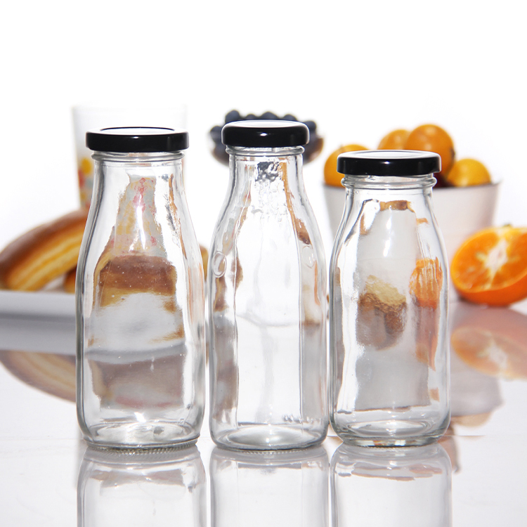 Factory Price 8oz 250ml Square Logo Print Empty Yogurt Jelly Milk Botella De Vidrio for Juice