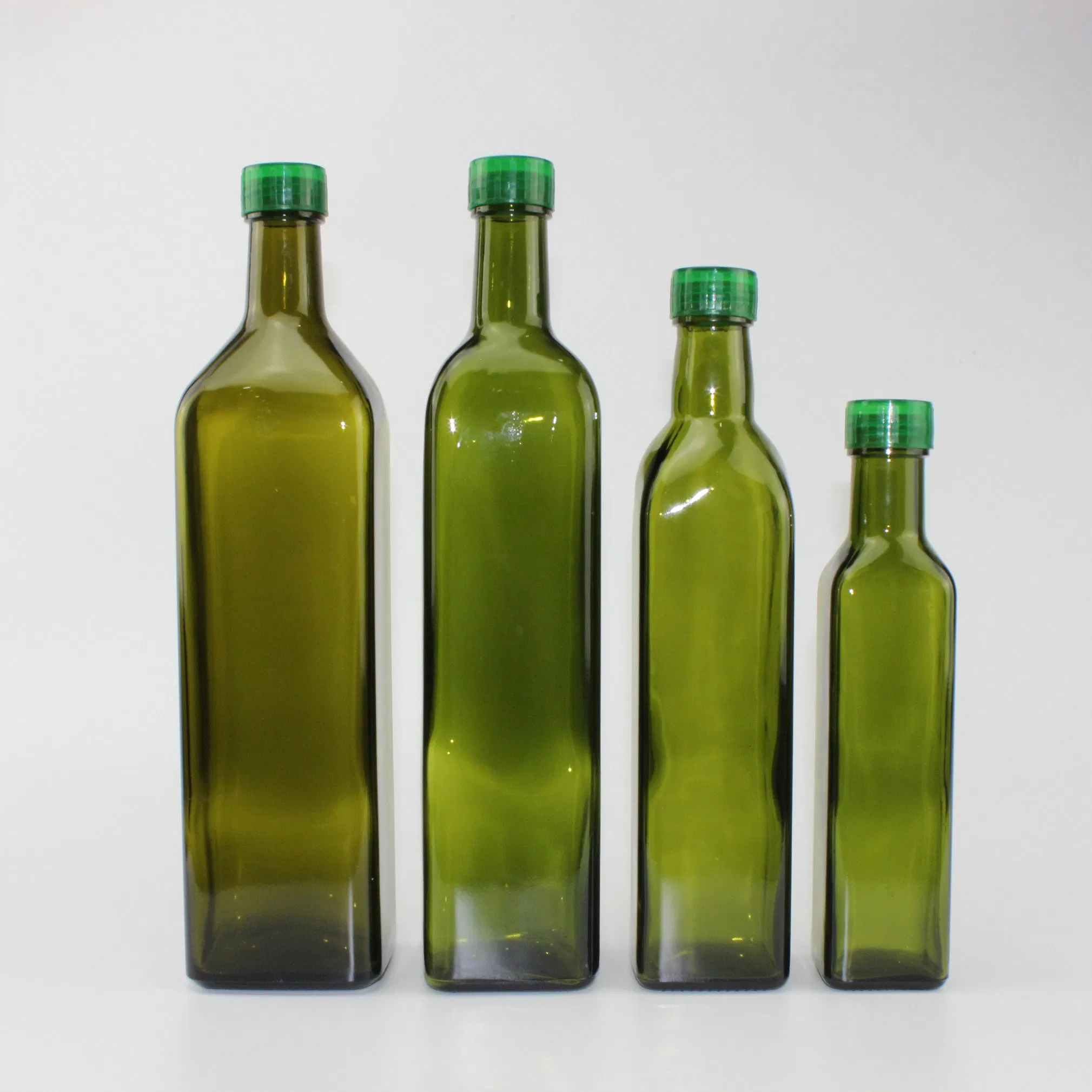 Food Grade 250ml 500ml 750ml 1L Empty Square Antique Green Dorica Marasca Glass Bottle for Olive Oil