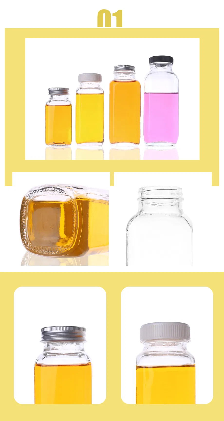 Square Glass Beverage Bottle