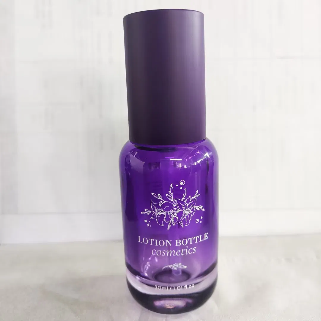 Elegant Purple Glass Lotion Bottles 30ml