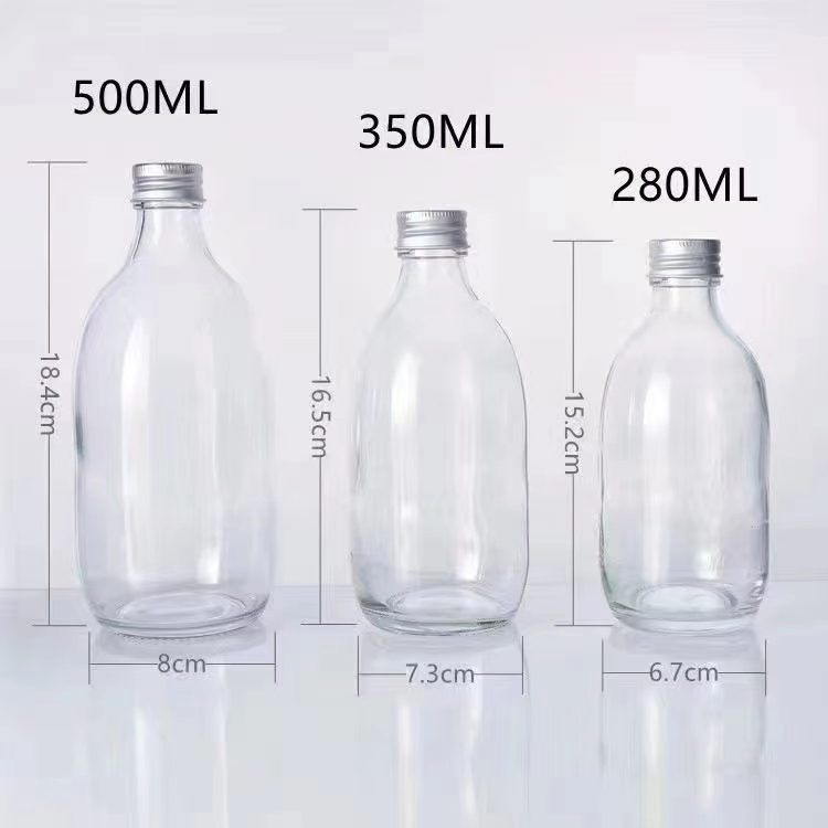Factory Supply Glass Bottle Sealed with Lid Beverage Bottle Fruit Wine Bottle Milk Tea Bottle