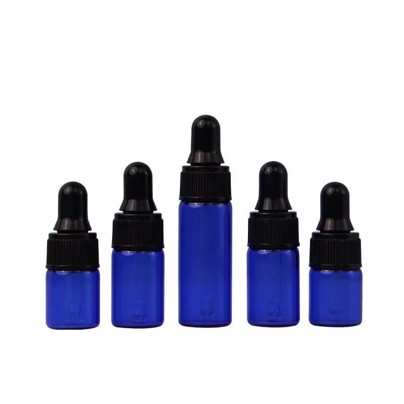 5ml-100ml Blue Glass Essential Flower Oil Bottle with High Quality Dropper