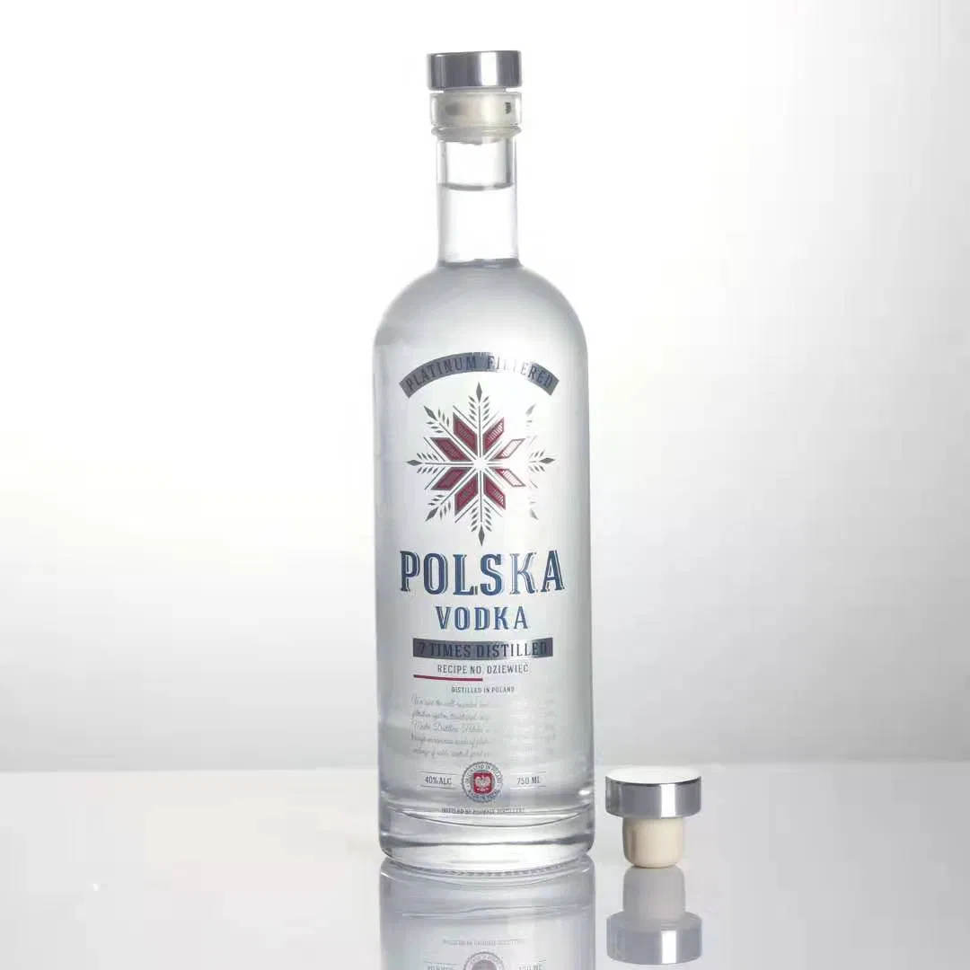 350ml 500ml 750ml Premium Heavy Extra Flint Decal Printing Black Rum Gin Vodka Whiskey Whisky Champagne Ice Empty Clear Crystal Spirit Glass Bottle