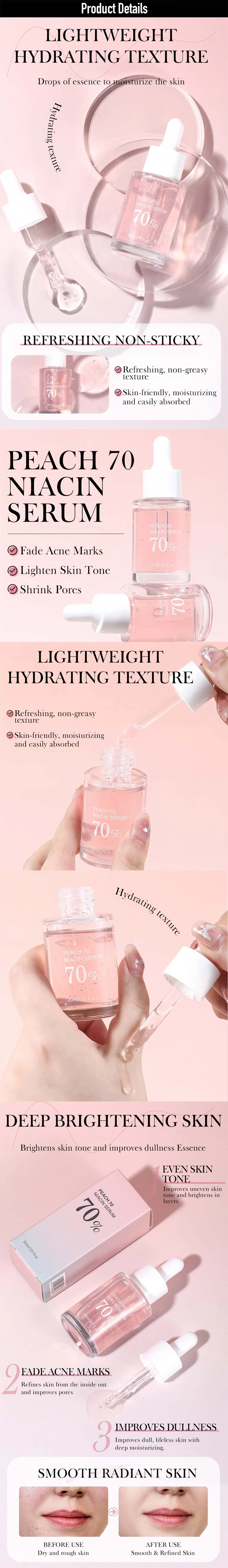 Beauty Cosmetics Skin Care Moisturize Deeply Nourish Repair Soothe Peach Niacinamide Serum