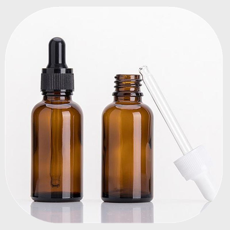 Wholesale Cosmetic Essential Oil Amber Glass Bottle 30ml with Glass Dropper