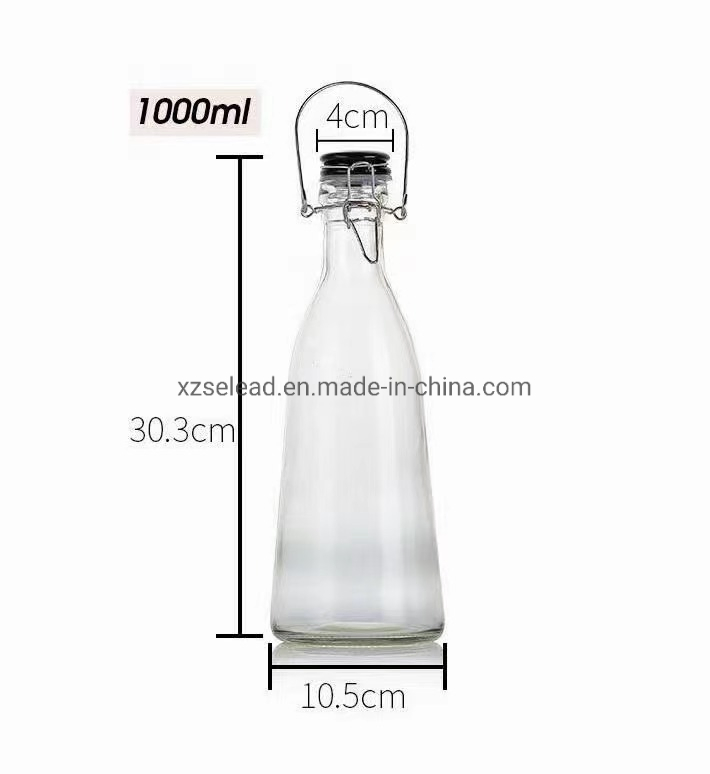 Milk Juice Drink Swing Top Cover Flip Glass Bottle