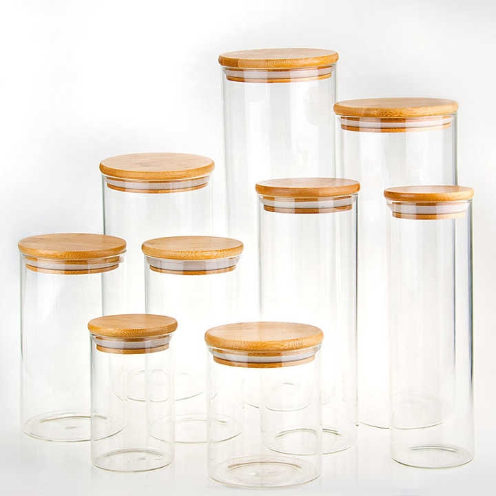 Hand Blown Airtight Glass Tea Coffee Storage Jars Food Bottles