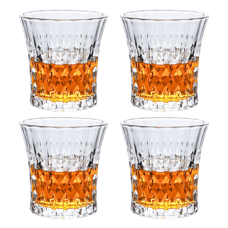 Free Sample Elegant Crystal Glass Embossed Personalized Whiskey Wine Shot Glasses Drinking Cup Drinkware Whisky Tasting Glass