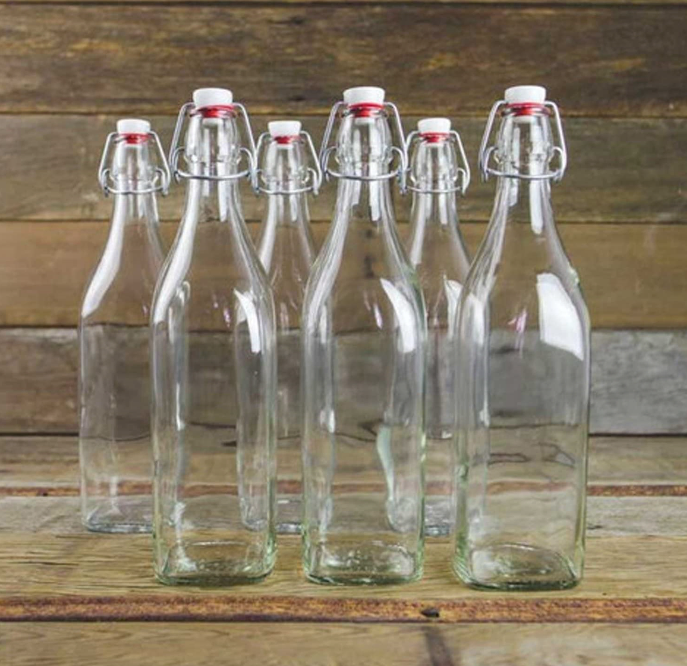 1000ml Clip Top Water Drinks Juices Serving Glass Bottles in Stock