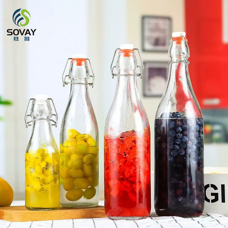 Swing Top Clear Glass Bottles for Milk, Beer, and Spirits - Durable and Eco-Friendly Custom Size Glass Bottles