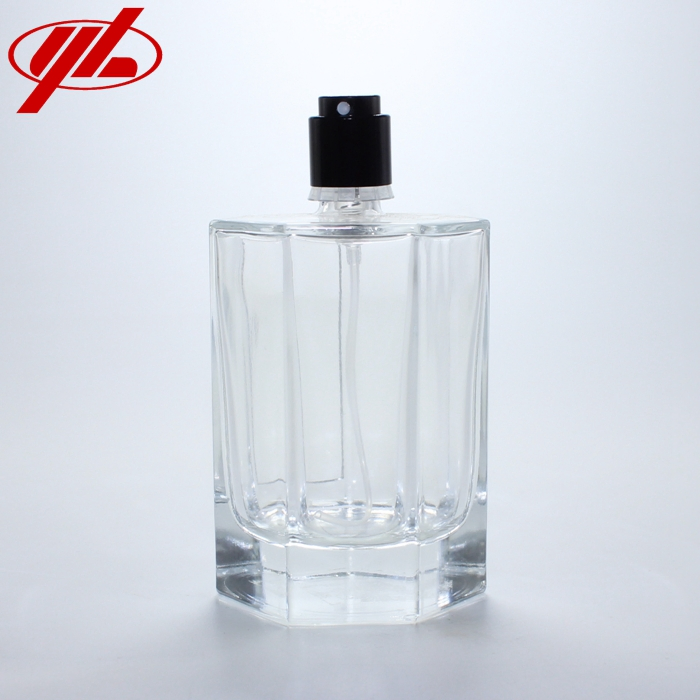 Customized Empty 100ml Clear Cosmetic Perfume Glass Bottle Vial with Pump Spray