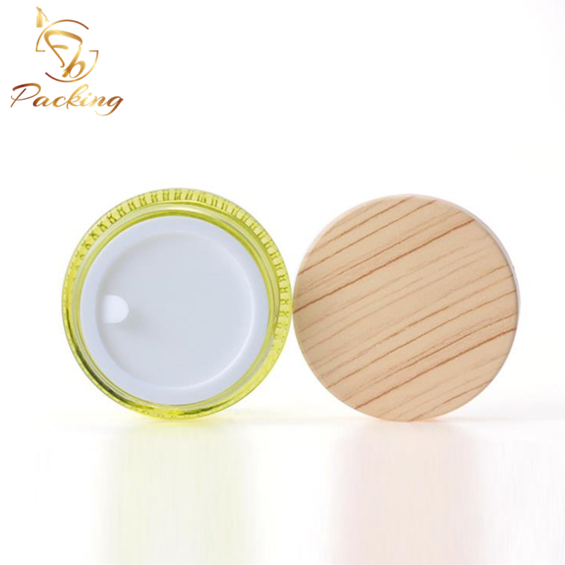 10g 15g 30g 50g OEM Colored Cosmetic Jar Glass Jar with Bamboo Lid