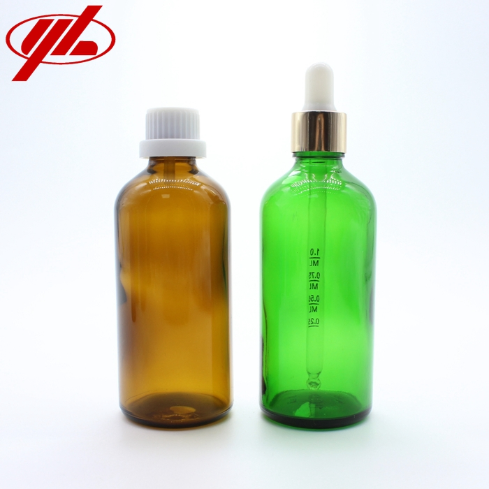 100ml Clear Amber Blue Green Cosmetic Essential Oil Dropper Glass Bottle