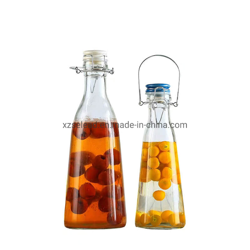 Milk Juice Drink Swing Top Cover Flip Glass Bottle