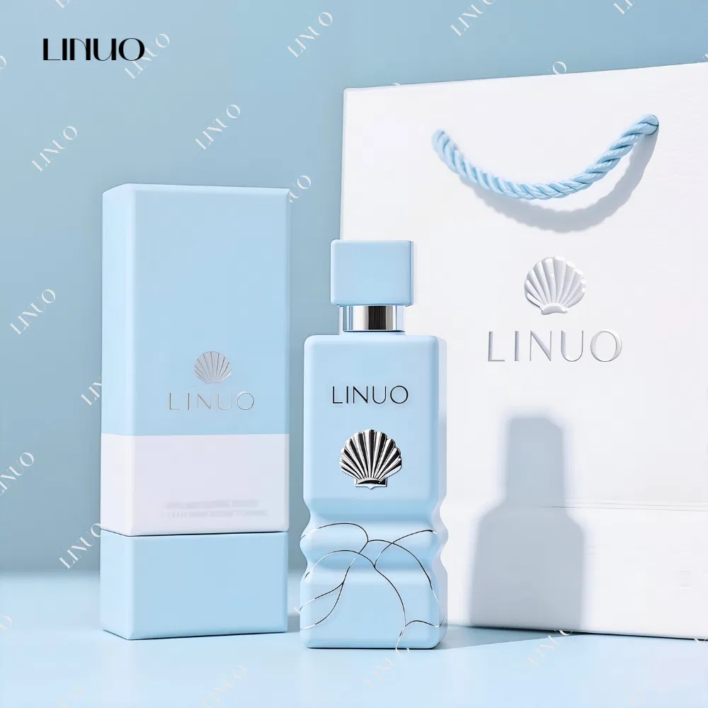 Customised 30ml 50ml 100ml Blue Rectangle Square Triangle Cylinder Luxury Glass Perfume Bottle Packaging Box Hot Stamping Design Elegant and High Grade Refillab