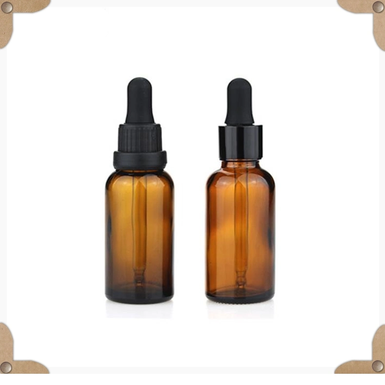 Wholesale Cosmetic Essential Oil Amber Glass Bottle 30ml with Glass Dropper