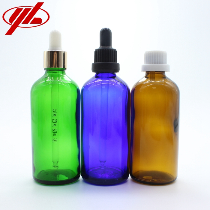 100ml Clear Amber Blue Green Cosmetic Essential Oil Dropper Glass Bottle