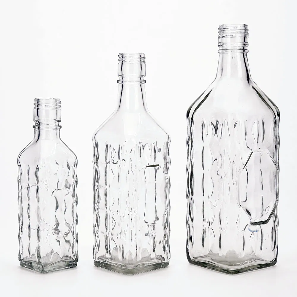 Square Shape Transparent Sauce Glass Bottle