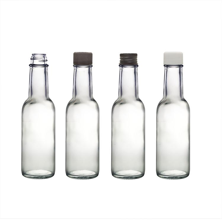 Clear 150ml 250ml Glass Bottle Tomato Sauce Kitchup Hot Sauce Bottle with Black Screw Lid