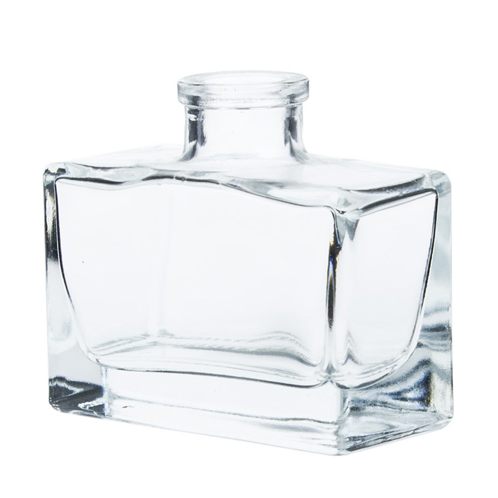 Customized Clear Glass Bottle Crystal Glass Diffuser Square Shape Perfume Glass Bottle with Lid