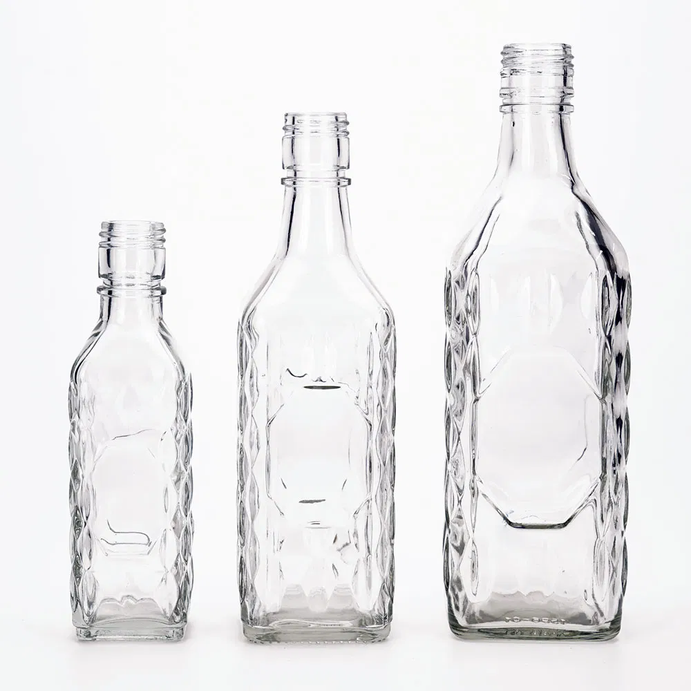 Vista 180ml 400ml 700ml Square Shape Transparent Sauce Glass Bottle