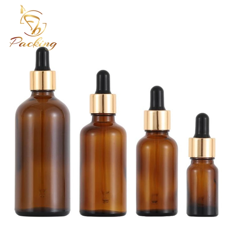 Wholesale Cosmetic Essential Oil Amber Glass Bottle 30ml with Glass Dropper