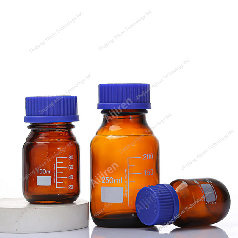 Sample Customization Lab Graduated Borosilicate Glass Chemical Reagent Media Bottle with Screw Cap