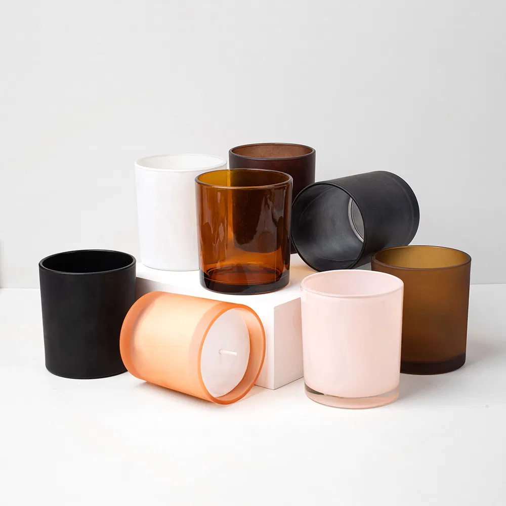 Factory Direct Cheap Glass Candle Container Empty 10oz Cylinder Candle Jar with Lids for Candle Making