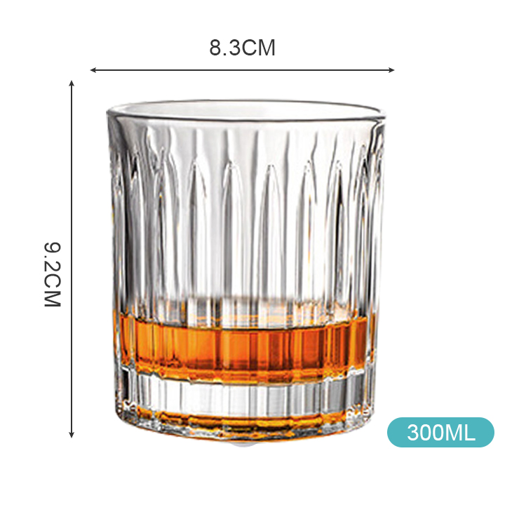 Free Sample Wholesale Custom Crystal Embossed Creative Whiskey Wine Glass Tumbler Vertical Striped Whisky Rotating Glass