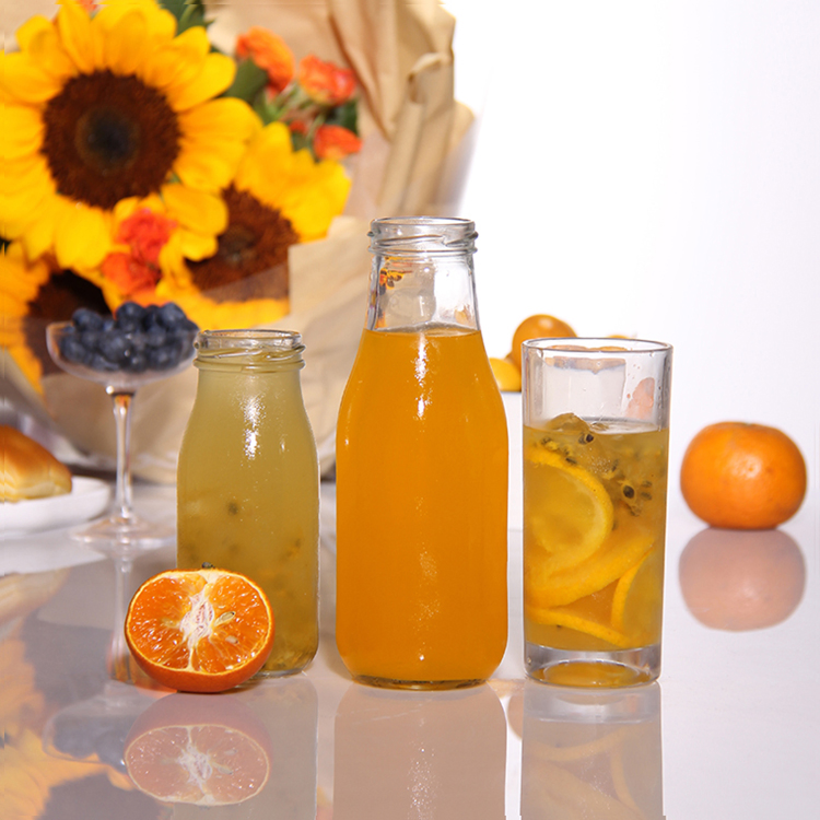 Customized Shape 100ml 250ml 350ml Transparent Reusable Coffee Milk Botella De Vidrio for Juice