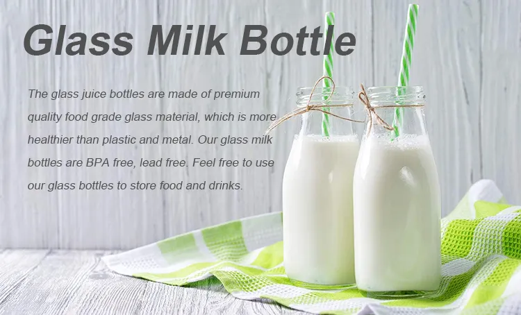 Transparent Glass Milk Bottle