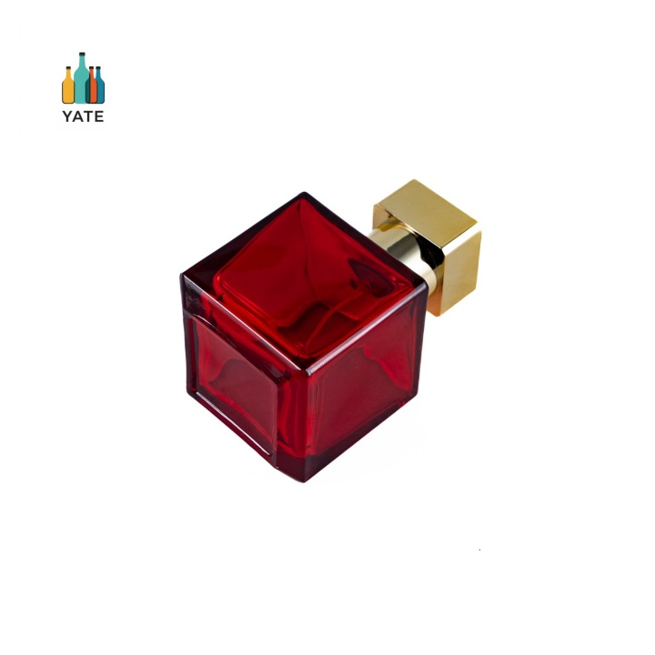 High End 70ml Glass Perfume Bottles with Hot Stamping Logo in Red and Blue