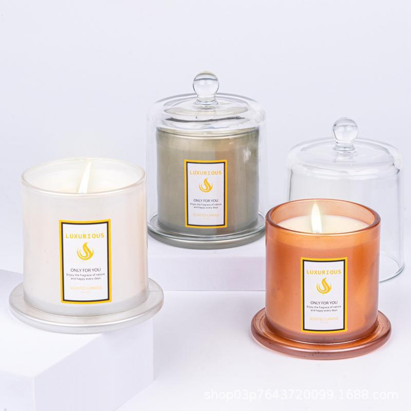 Wholesale Customized Clear Empty Luxury Glass Candle Jars and Containers with Lid Glass Dome Bell Candle Jars with Glass Cover Christmas Gift