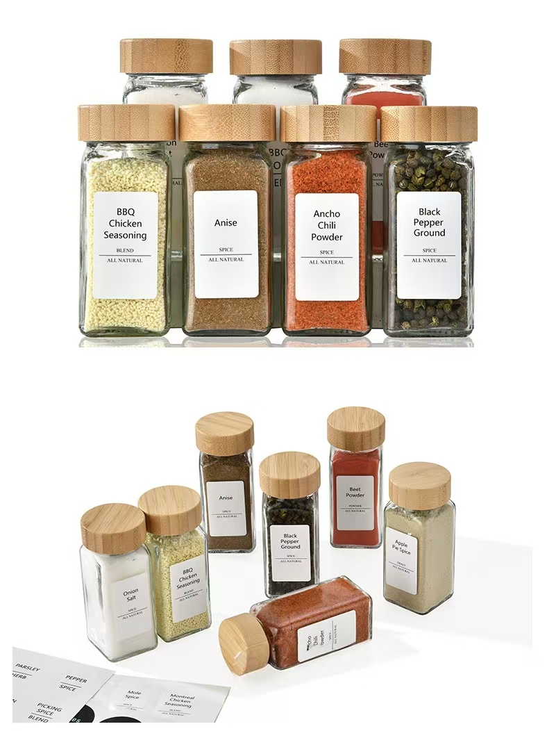 Stylish Glass Spice Jars Set with Custom Labels for Easy Organization