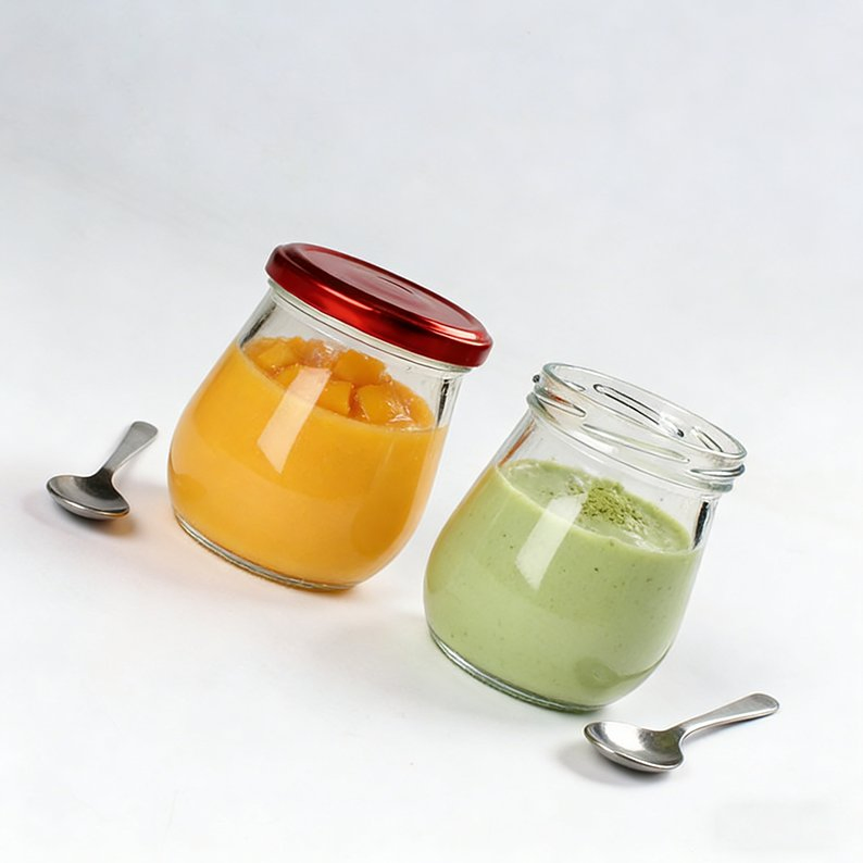 Round Honey Jar Food Storage Glass Jar Jelly Honey with Metal Lid