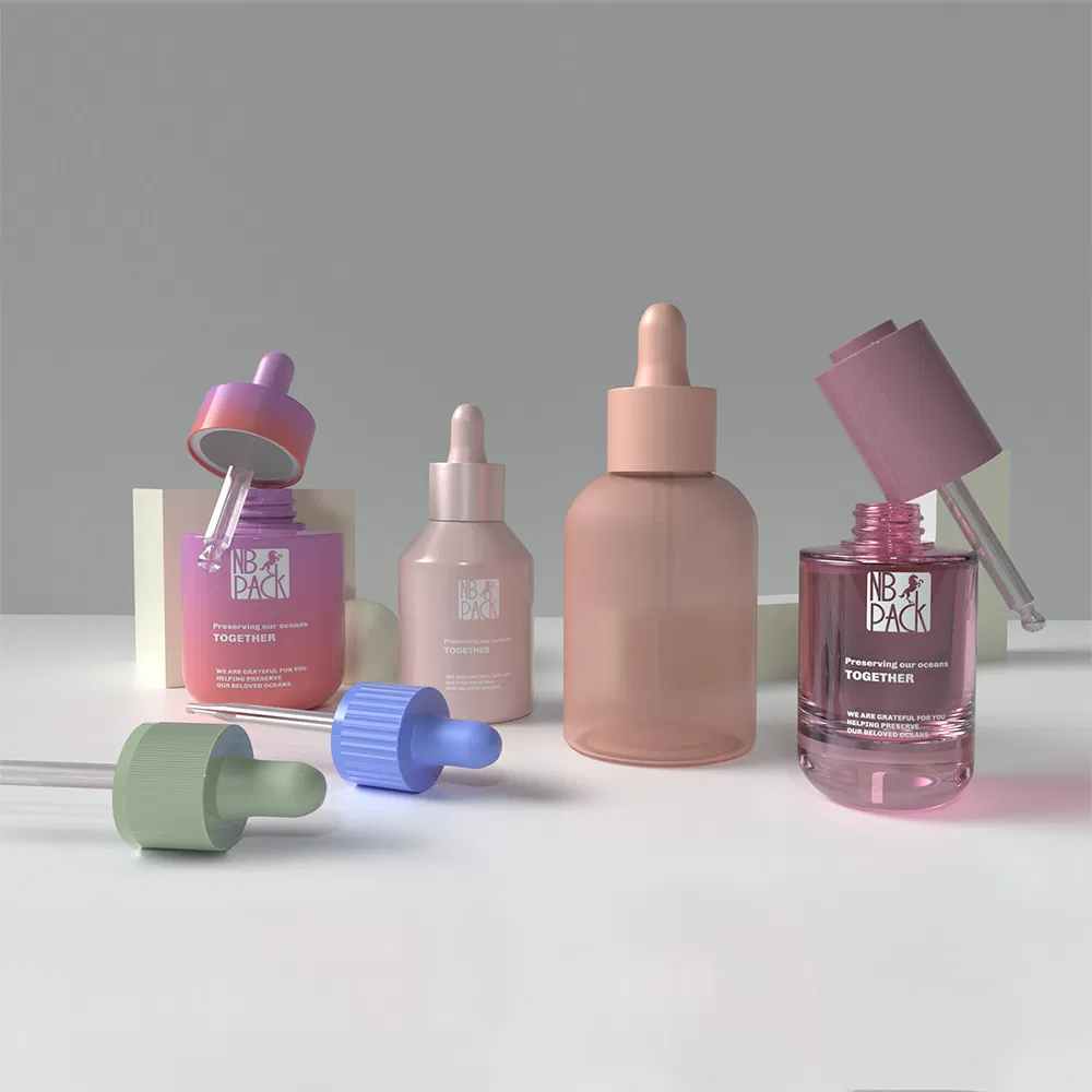 5ml 10ml 15ml Glass Dropper Bottle with Aluminum Collar and Customized Dropper Cap for Oils