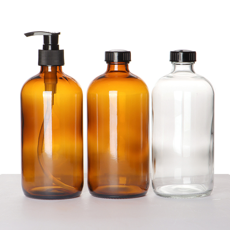 Fashion Brown Boston Lotion Botella De Vidrio Glass Boston Bottle