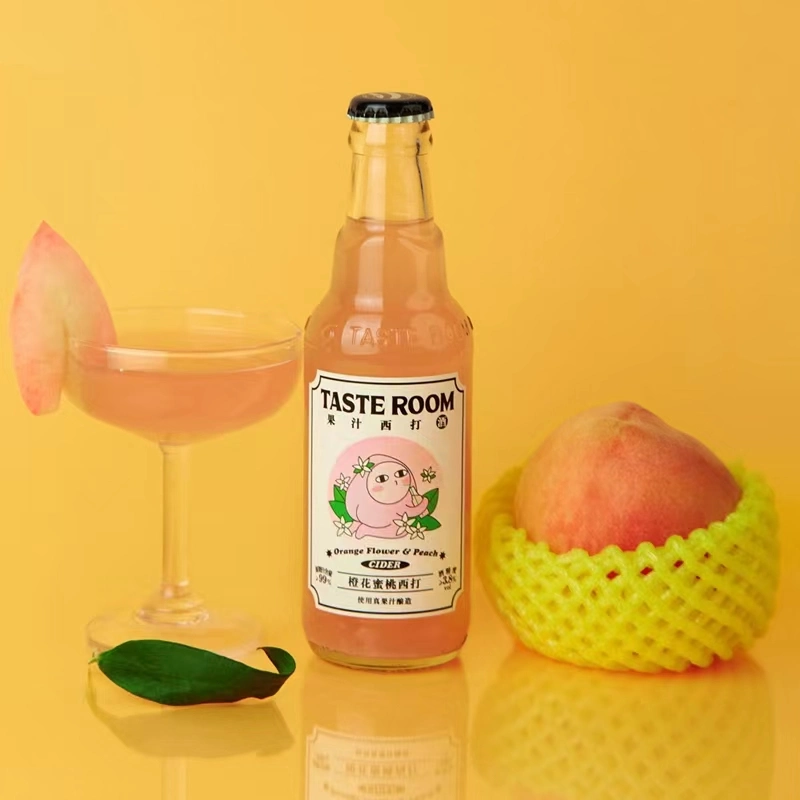 OEM Glass Bottle 230ml Alcoholic Beverage Peach Cider/ Fruit Beer /Flower Beer/Export